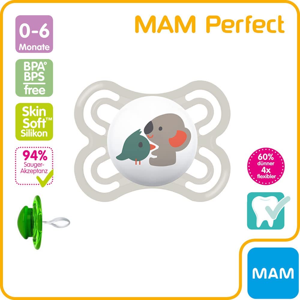 MAM Perfect 2 Chupetes Silicona 6 Meses y + - Modelo: Ballena y